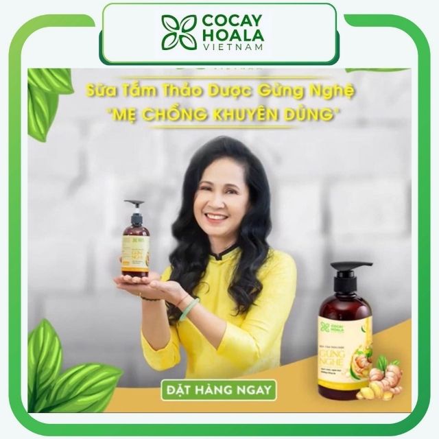 Sữa tắm thảo dược thiên nhiên gừng nghệ Cỏ Cây Hoa Lá. Dưỡng ẩm, trắng da, tránh gió 300g