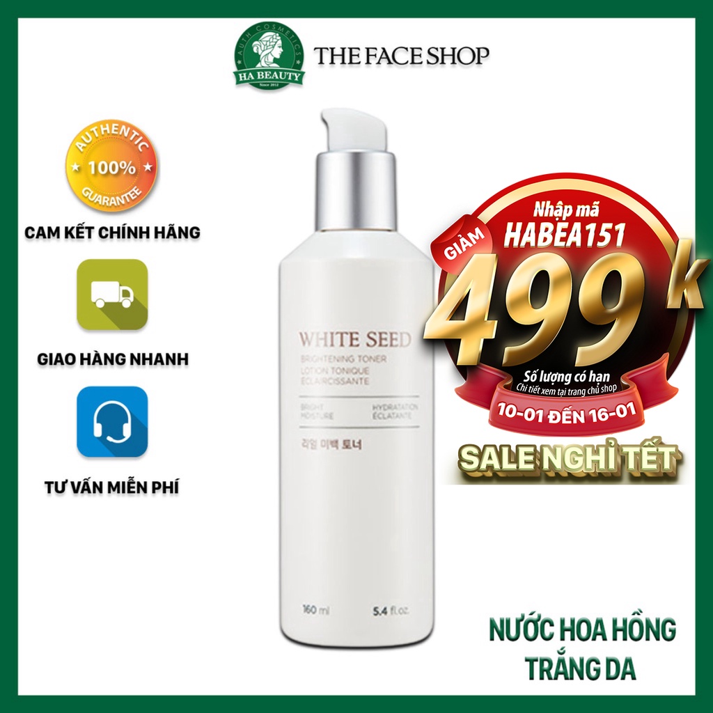 Nước hoa hồng trắng da dưỡng ẩm se khít lỗ chân lông The Face Shop White Seed Brightening Toner 145ml