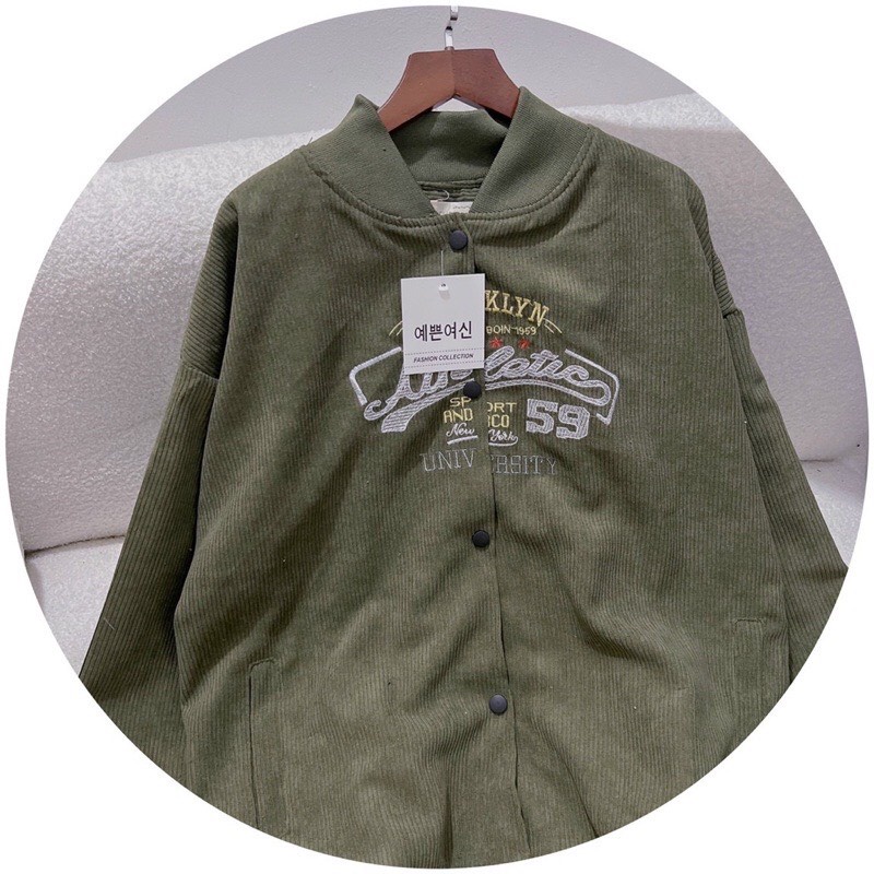 Áo Khoác Bomber Thêu LOGO ATHLETIC Chất Nhung Tăm 2 Lớp Form Rộng Unisex Nam Nữ 4 Mùa Ulzzang NUPAKACHI