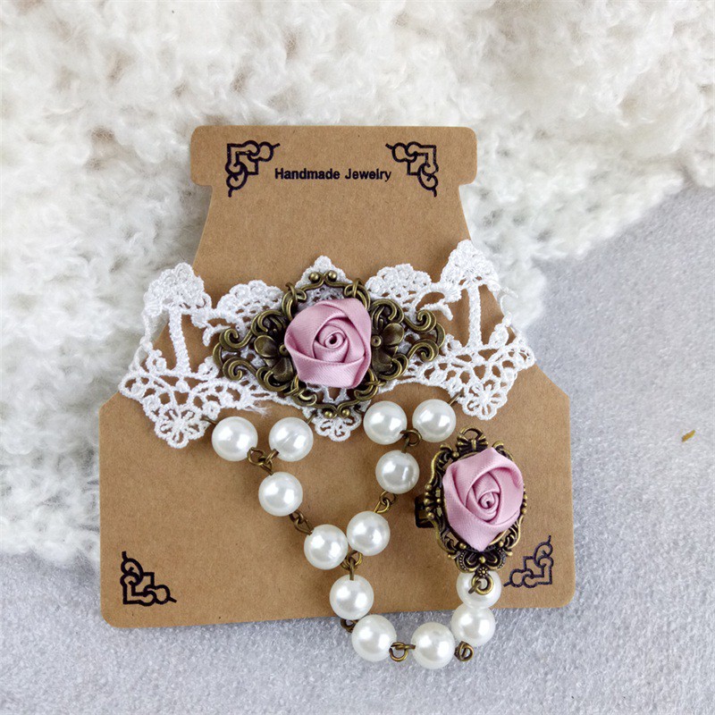 Vòng tay choker nữ 2 bông hồng ruốc xinh xắn