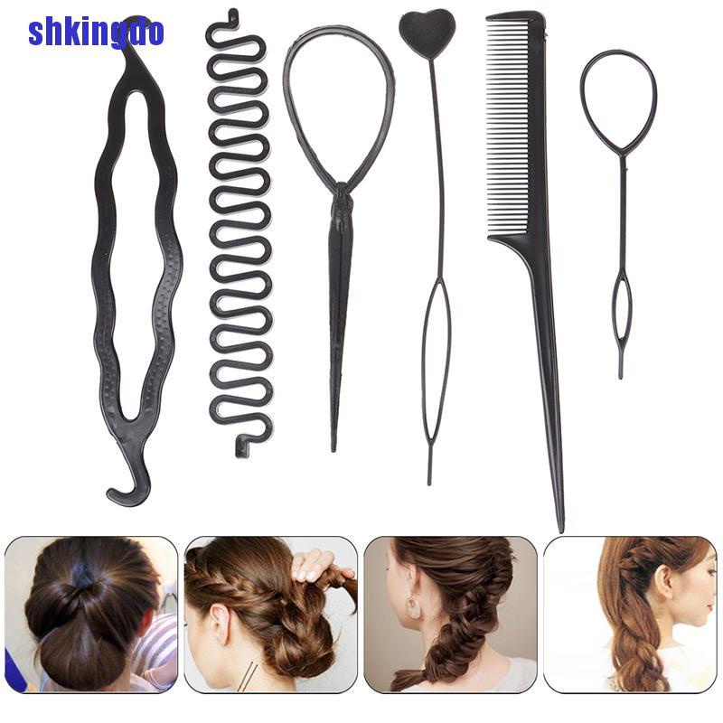 Set 6 Dụng Cụ Tạo Kiểu Tóc Bện Xoắn Ốc Sử Dụng Tiện Lợi Cho Bé