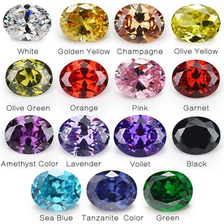 1 bộ 15 đá zirconia hình oval kích thước 4x6mm ~ 10x12mm