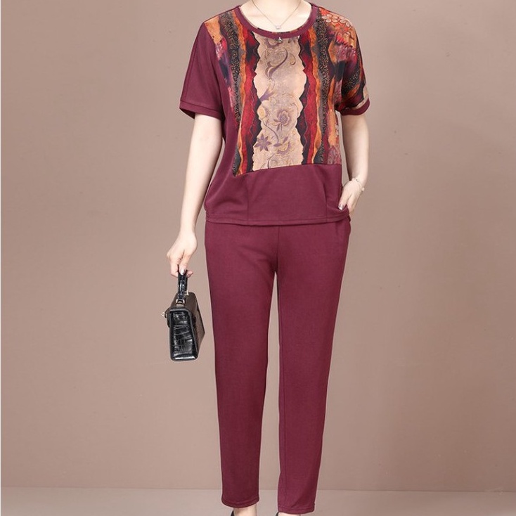 [FREE SHIP] Đồ bộ nữ mặc nhà trung niên, cho bà cho mẹ, cổ tròn tay lỡ chất cotton thoáng mát