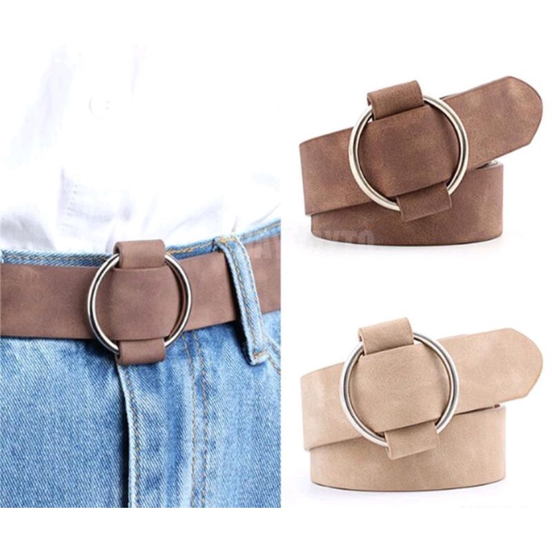 Thắt lưng nữ dây nịt nữ đai váy bằng da khóa tròn kim loại phong cách Boho cổ điển