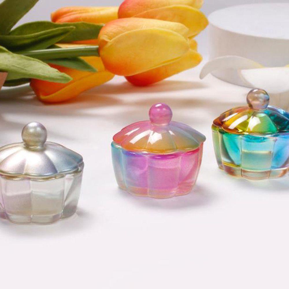 AROMA Đĩa Thủy Tinh Đựng Bột Làm Móng Nghệ Thuật Hình Cánh Hoa Màu Sắc Đẹp Mắt
