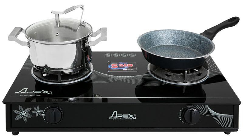 Bếp gas đôi Apex APB0816 hàng trưng bày+Tặng dây gas- Đầu đốt bằng đồng thau độ bền cao