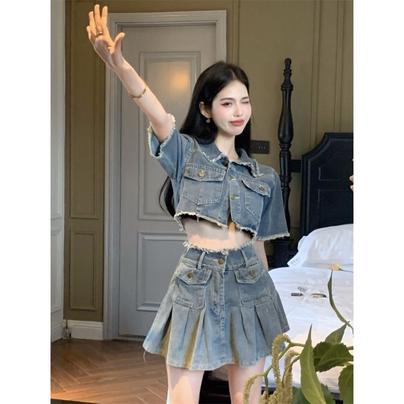 Áo Sơ Mi Denim Tay Ngắn Dáng Rộng Cổ Bẻ Thời Trang Mùa Hè Dành Cho Nữ