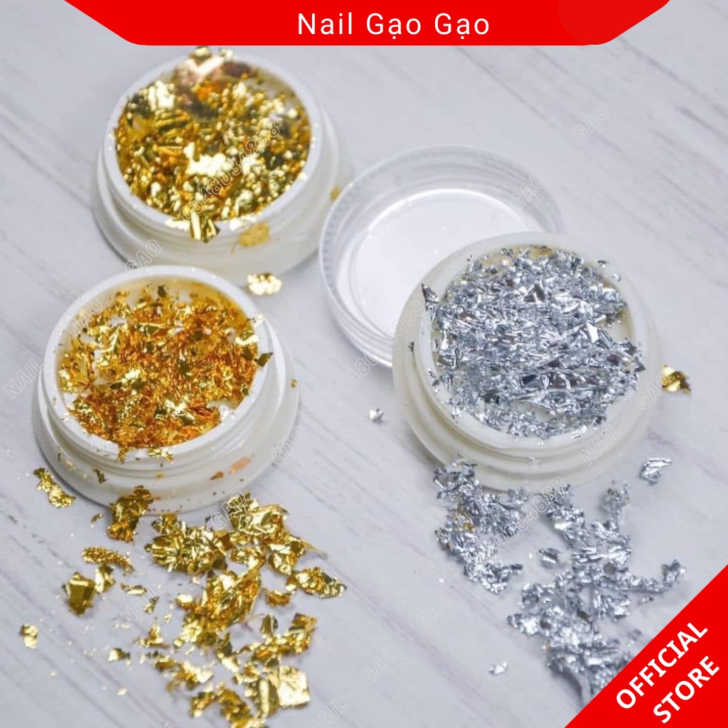Giấy nhún vụn nail vàng-Bạc trang trí nail phong cách hàn quốc
