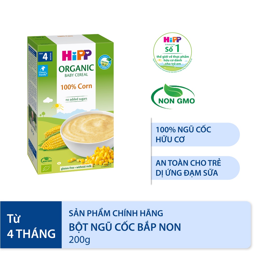 Bột ăn dặm HiPP (Burine) 100% ngũ cốc Organic không chứa sữa (Tối ưu cho trẻ dị ứng đạm sữa)