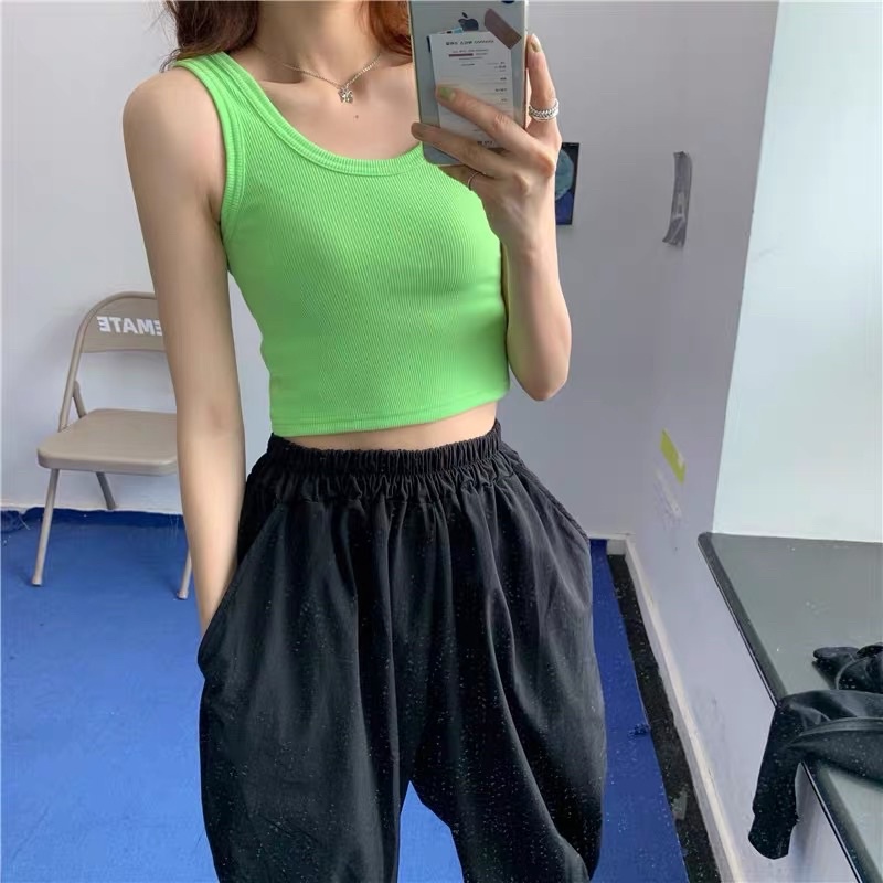 Áo 3 lỗ croptop trendy chất dày chuẩn form chất dày bo tăm mịn kèm video thật tanktop croptop trendy