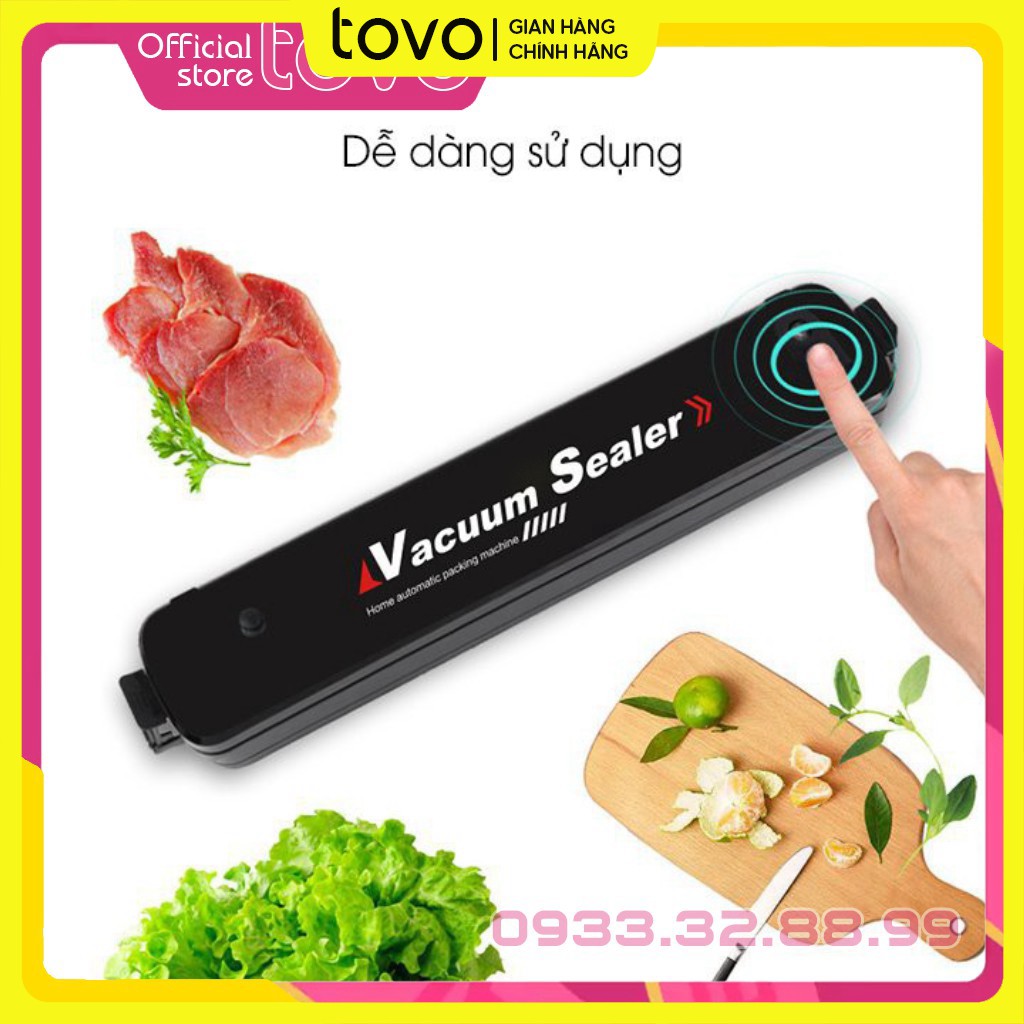 Máy hút chân không thực phẩm cầm tay Vacuum Sealer công suất 90w kiêm máy hàn miệng túi (Có kèm 10 túi hút chân không)