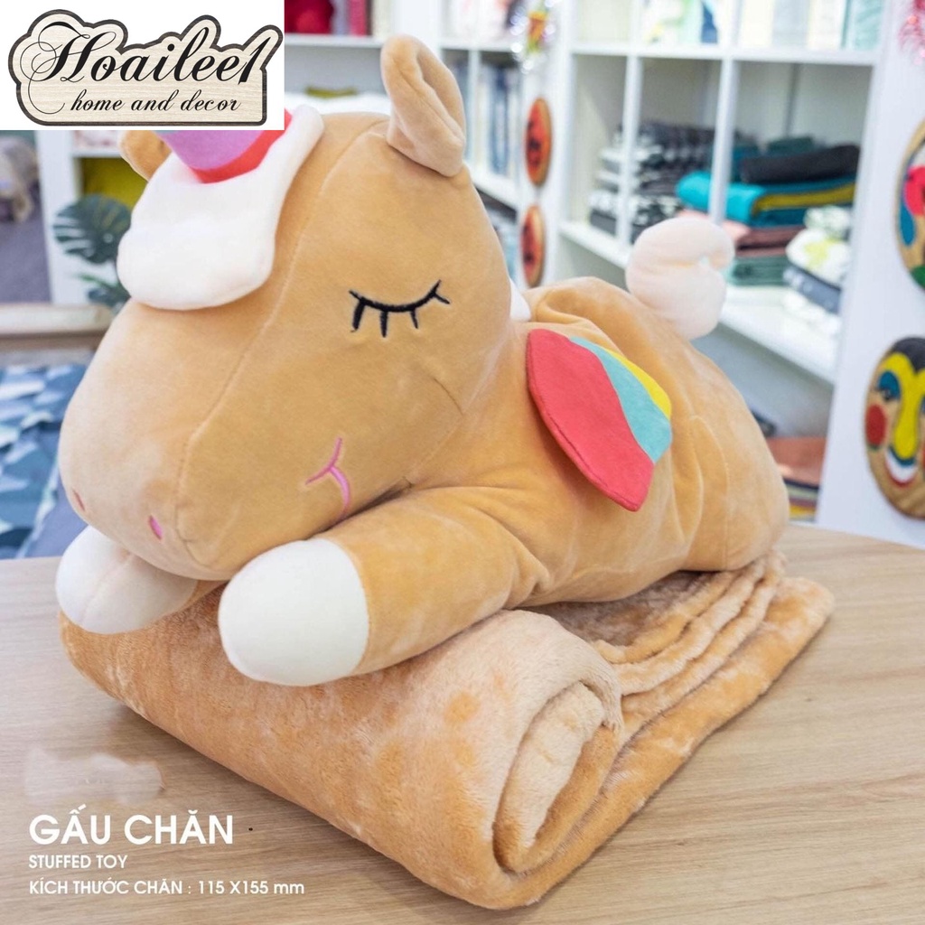 20+ Chăn văn phòng đa năng hình thú dễ thương chăn kèm gối gấu bông, mền kèm gối cho bé đi học, đi du lịch tiện lợi
