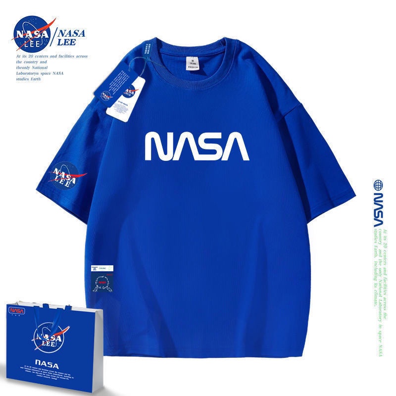 Áo Thun Ngắn Tay Dáng Rộng In Logo NASA Thời Trang Mùa Hè Cho Nam Và Nữ