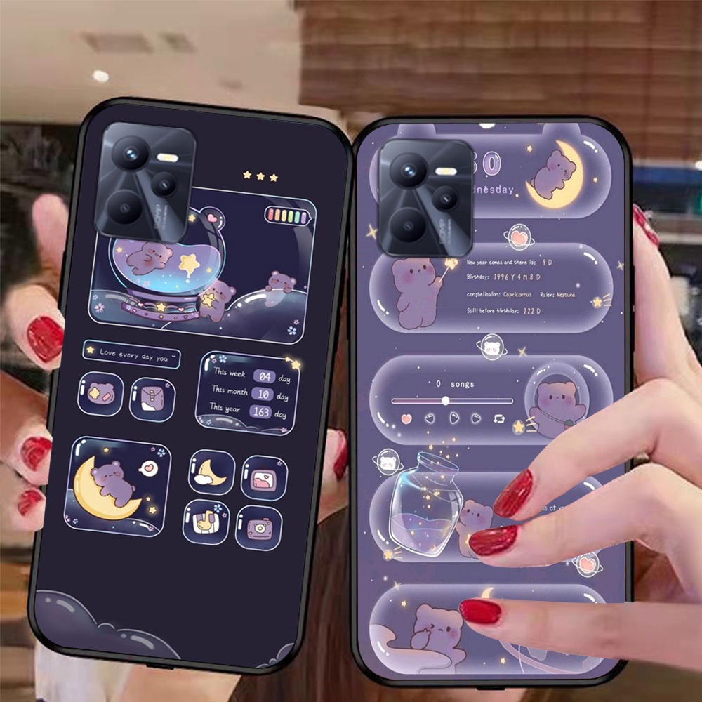 Ốp lưng điện thoại oppo realme c35 bộ gấu tím may mắn