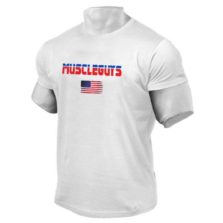 Áo thun cotton nam họa tiết cờ Mỹ