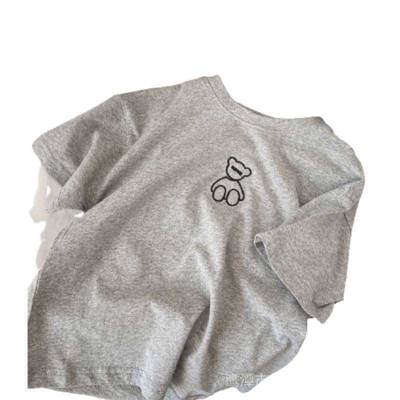 Áo Thun Tay Ngắn Cổ Tròn In Hình Gấu Dễ Thương Phong Cách Hàn Quốc Thời Trang Mùa Hè Dành Cho Bé Trai Và Bé Gái E7Tu 2022