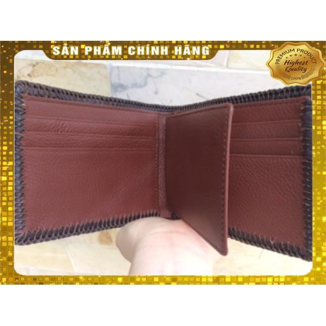 Thẻ BH 12 Tháng -  Ví Da Cá Sấu Đan Tay Nâu Đất ( 1 mặt ) . Hàng Cao Cấp, xịn, Rẻ, Đẹp