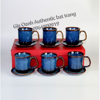 Bộ quà tặng Tết Nguyên Đán 6 cốc kèm đĩa OANH GIA AUTHENTIC BAT TRANG - Men hỏa biến cao cấp