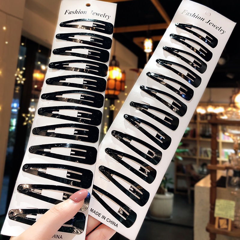 Set 12 Kẹp Tóc Màu Đen Đơn Giản Phong Cách Hàn Quốc Cho Nữ