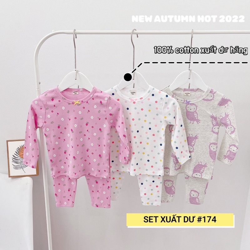 Sét 3 bộ dài tay cotton xuất dư cho bé