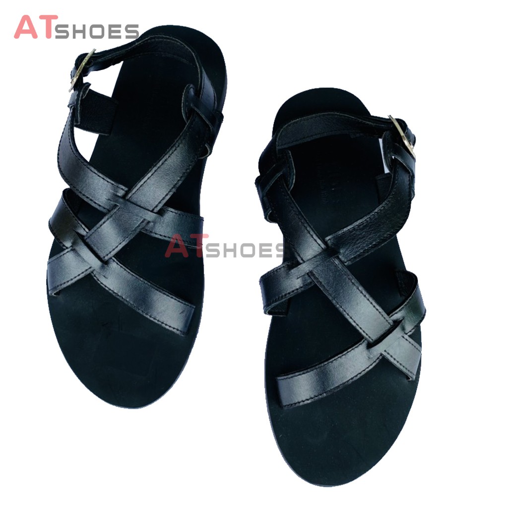 Dép Da Nam Cao Cấp Da Bò Thật Dép Sandal Nam Hàng Thiết Kế Trẻ Trung Đế Caosu Chống Nước Atshoes XDxn205