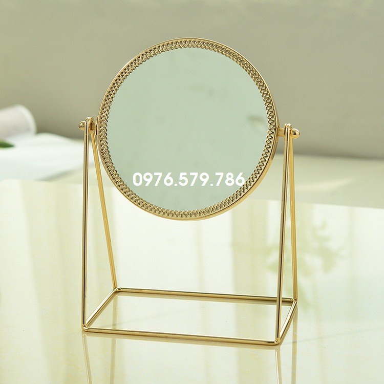 [Golden Queen] Gương trang điểm để bàn mạ kim loại