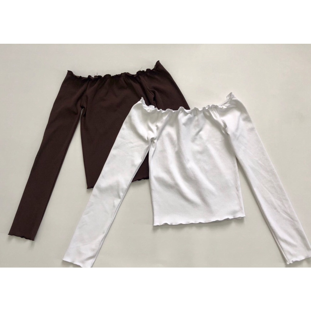 ÁO TRỄ VAI TRƠN BASIC  NHÚN TAY DÀI THUN CO DÃN