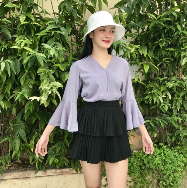 Áo sơ mi nữ form rộng tay lở vải voan nhiều màu