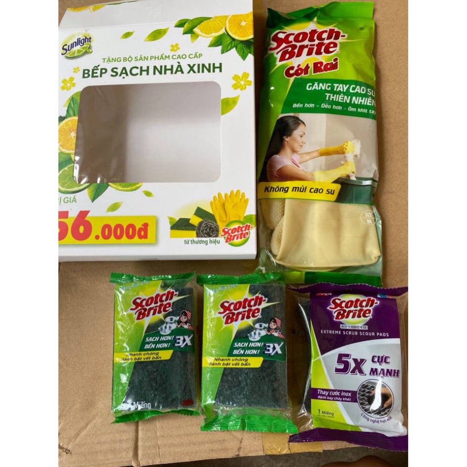 COMBO 3 MIẾNG CƯỚC RỬA CHÉN, CƯỚC CHÙI XOONG NỒI 3M Scotch-Brite Siêu Sạch Siêu Bền Có Mút Thái Lan