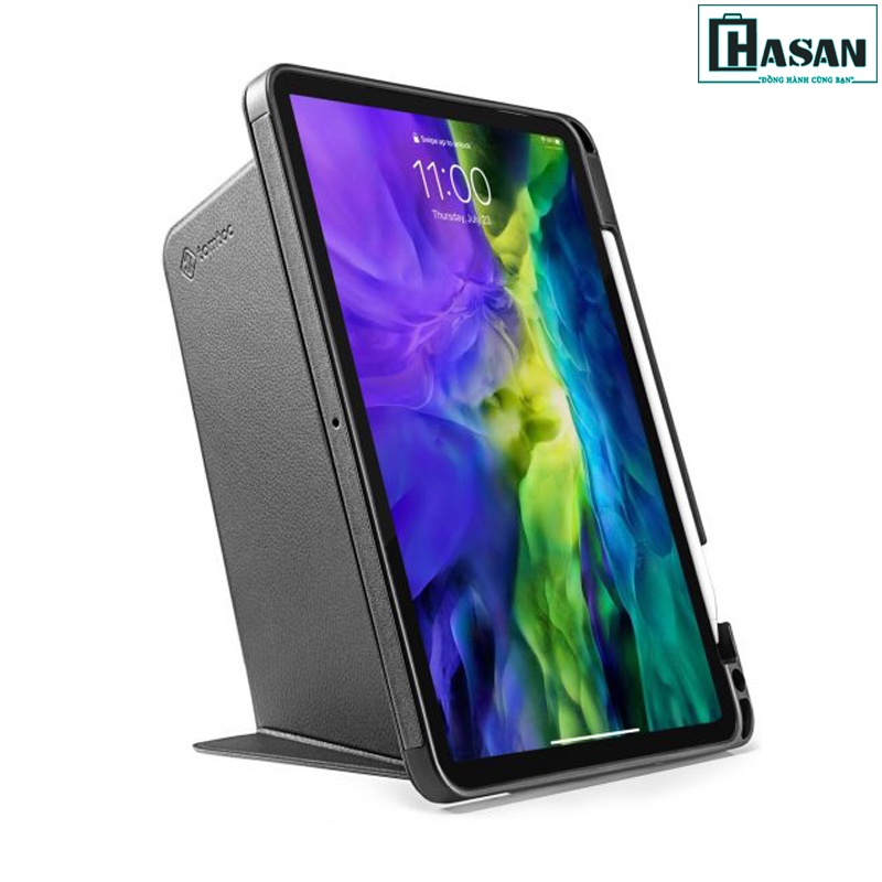 Bao da chính hãng TOMTOC (USA) dành iPad Pro 11 inch từ tính đa góc SMART-TRI-B02-003 hỗ trợ sạc không dây APPLE PENCIL