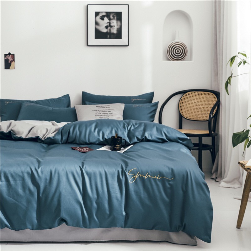 Bộ chăn ga gối lụa sunoi EMMIBEDDING STORE các mẫu phối màu bst2