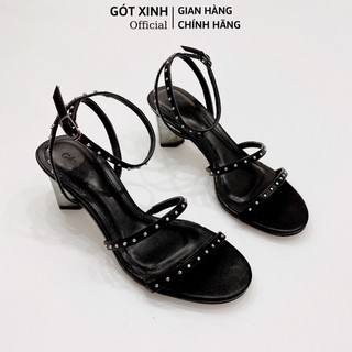 Giày sandal cao gót nữ GÓT XINH GX403 quai ngang mảnh da mềm gót trụ tròn cao 5cm