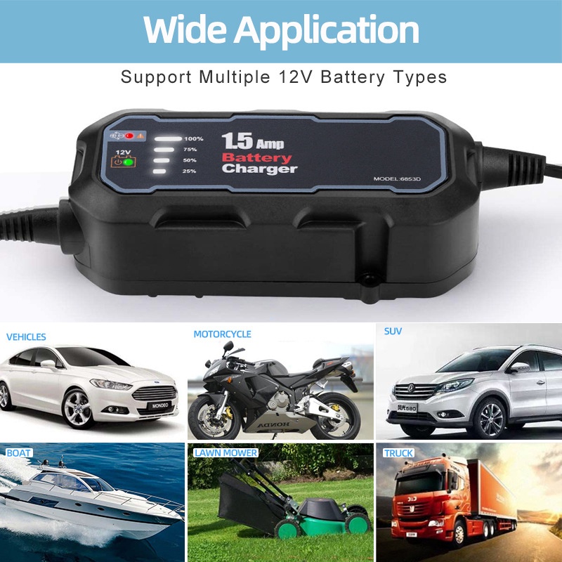 Bộ Sạc Pin Thông Minh Tự Động 12V 1500mA Cho Xe Hơi/RV/ATV/Boat