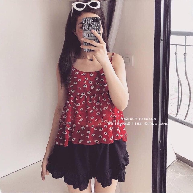 Set áo 2 dây hoa + quần sooc bèo | BigBuy360 - bigbuy360.vn