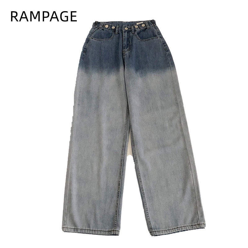 One Quần Jeans Nữ Lưng Cao Ống Rộng Thời Trang Hàn Quốc