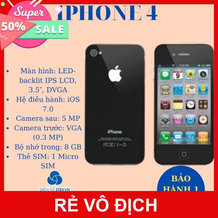 điện thoại APPLE Iphone 4 16G máy lắp sim nghe gọi, chơi Fb Zalo Tik tok mượt