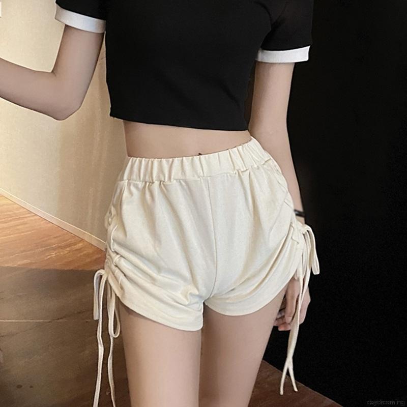 Quần Short Thể Thao Lưng Cao Phối Dây Rút Cá Tính Cho Nữ