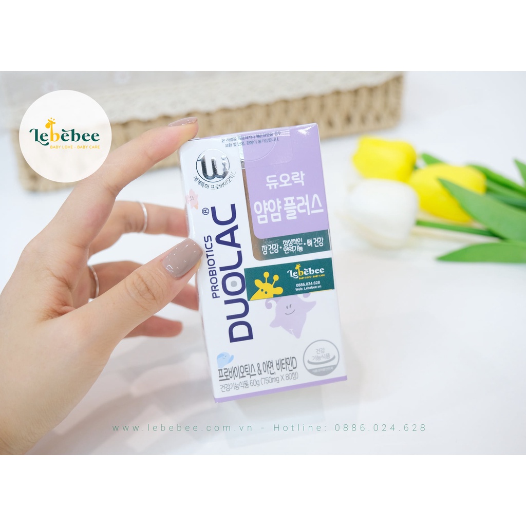 Men vi sinh Duolac Tím + Vitamin D cho bé từ 2 tuổi dạng kẹo gấu vị yogurt ( hộp 80 viên)