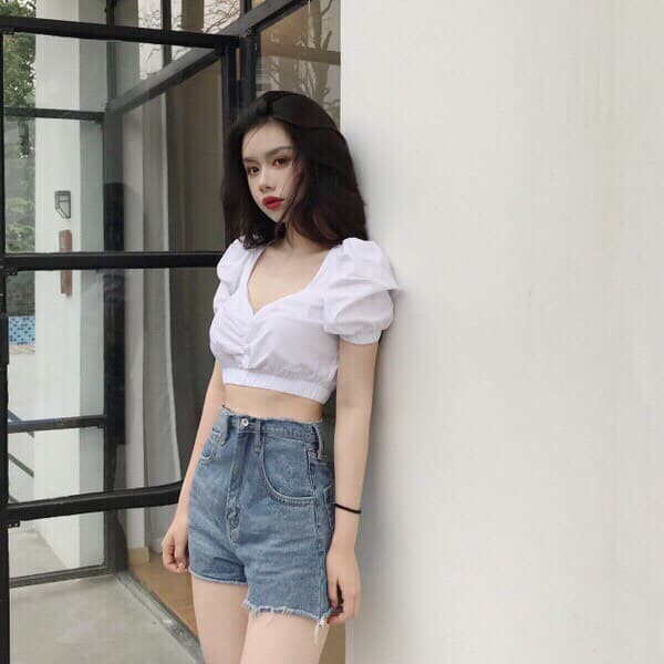 Áo Croptop Voan Nhún Ngực