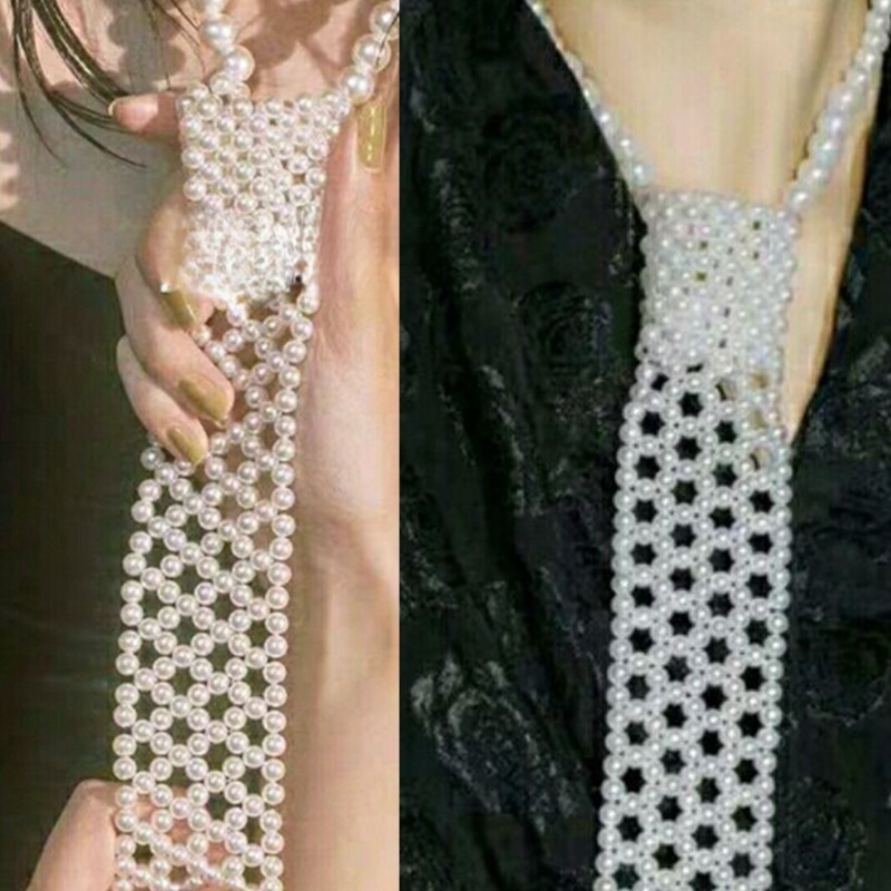 Vòng Cổ Kết Hạt Ngọc Trai Giả Thủ Công Phong Cách Vintage Dành Cho Nữ