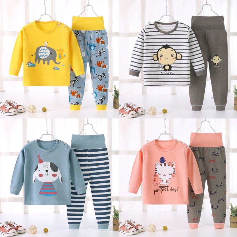 Bộ dài tay thu đông cạp cao giữ ấm cho bé trai, bé gái, hàng Quảng Châu chuẩn đảm bảo chất lượng