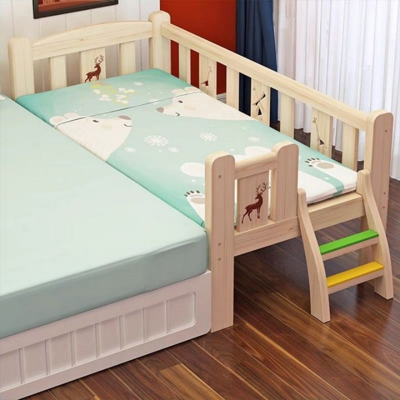Giường ngủ cho bé , giường cũi 3 mặt ghép cạnh size 150*70*40, có thanh chắn giường cho bé, gỗ thông