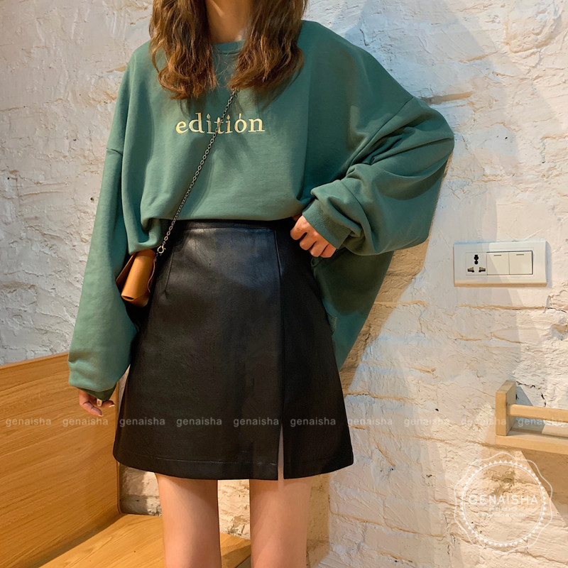 Chân váy mini da pu thiết kế xẻ tà thời trang Hàn Quốc dành cho nữ 201122 | BigBuy360 - bigbuy360.vn