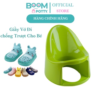 Combo Bô Cho Bé Đi Vệ Sinh Boom Potty Chính Hãng Ba Màu Nhựa PP5 Cao Cấp Bền Chắc Bao Gồm 1 Đôi Giầy Vớ Tập Đi Cho Bé