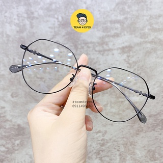 [ Ảnh thật ] Gọng kính cận kim loại tròn mảnh titanium tròng 0 độ cắt ánh sáng xanh Team4eyes
