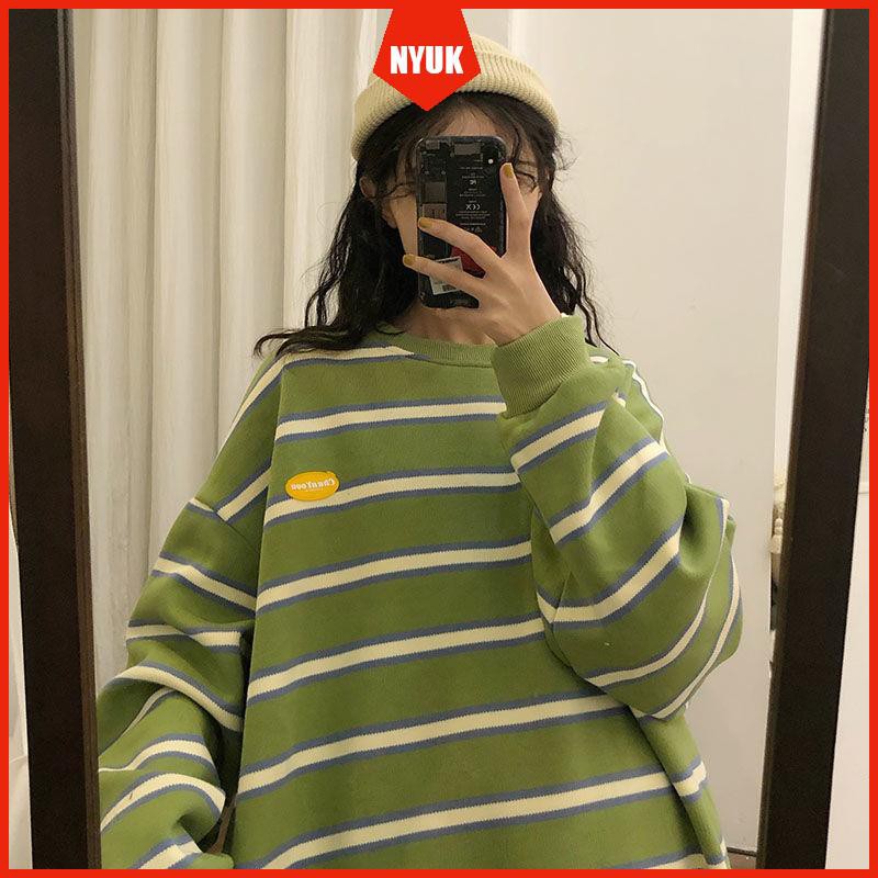 Áo Sweater Nữ Dáng Rộng Vải Lông Cừu Phối Nhung Xinh Xắn Thoải Mái Phong Cách Hàn Quốc | BigBuy360 - bigbuy360.vn