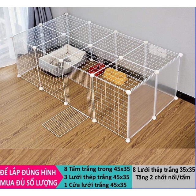 Tấm Ghép Chuồng Quây Cho Thú Cưng Chó Mèo, Chuồng Hamsters Lắp Ghép (Bán Lẻ Theo Tấm)-Tặng Kèm Chốt