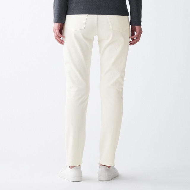 Muji Quần Denim Slim Straight Dài Tới Mắt Cá Co Giãn 4 Chiều