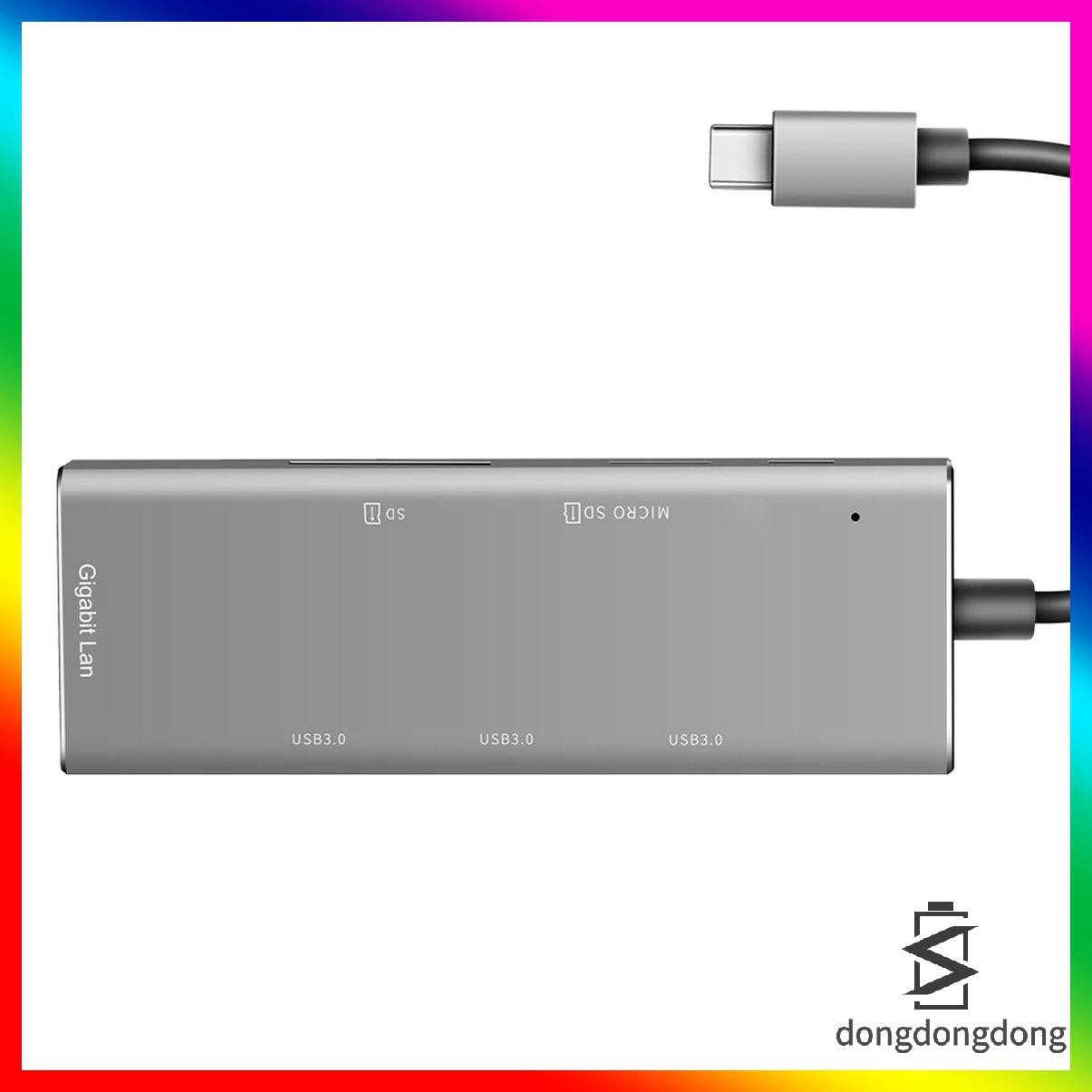 [thermometer]YC720 Multifunctional 6 in 1 USB Hub Type C to USB 3.0 RJ45 Gigabit Adapter