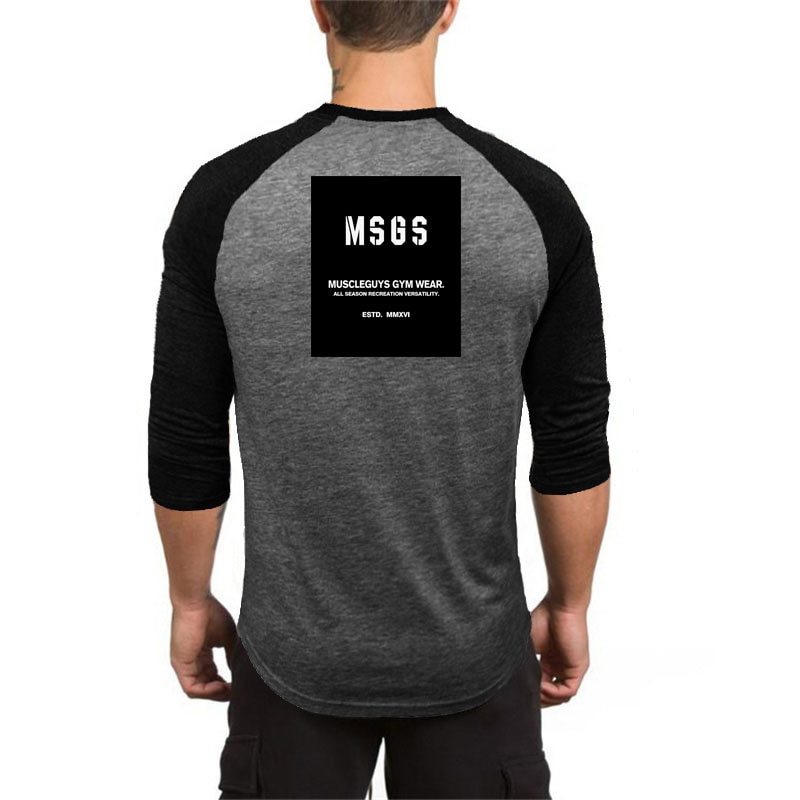 Áo thun cổ tròn tay lửng 3/4 phong cách thể thao thời trang cho nam